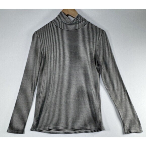Dolan Left Coast Collection Womens Medium Stripe Turtleneck Long Sleeve Black - Picture 1 of 9